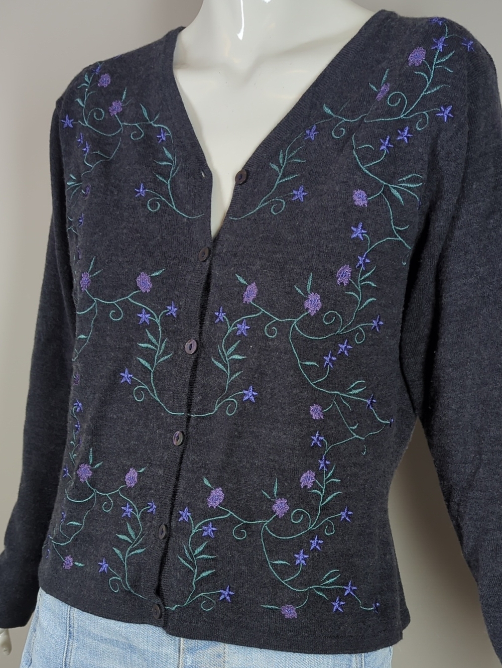 Vintage Northern Traditions Women's Cardigan Embroidered Floral Size Small - Picture 3 of 7